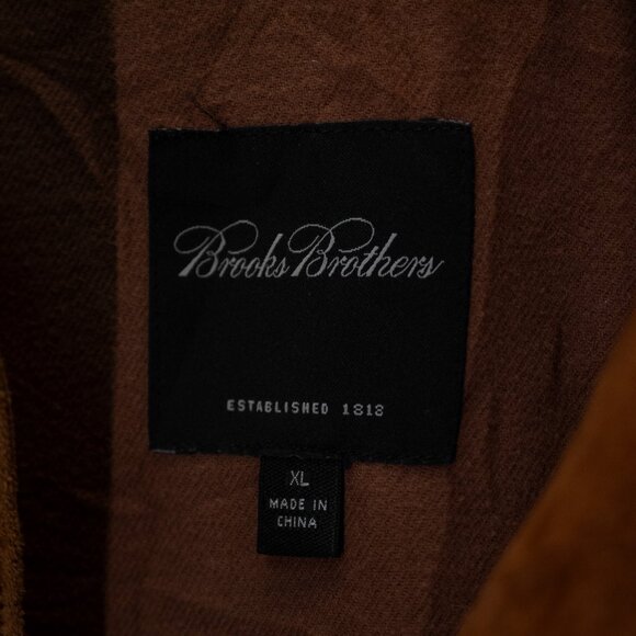 Brooks Brothers Men's Brown Suede Leather Button Up Overshirt - Picture 2 of 7